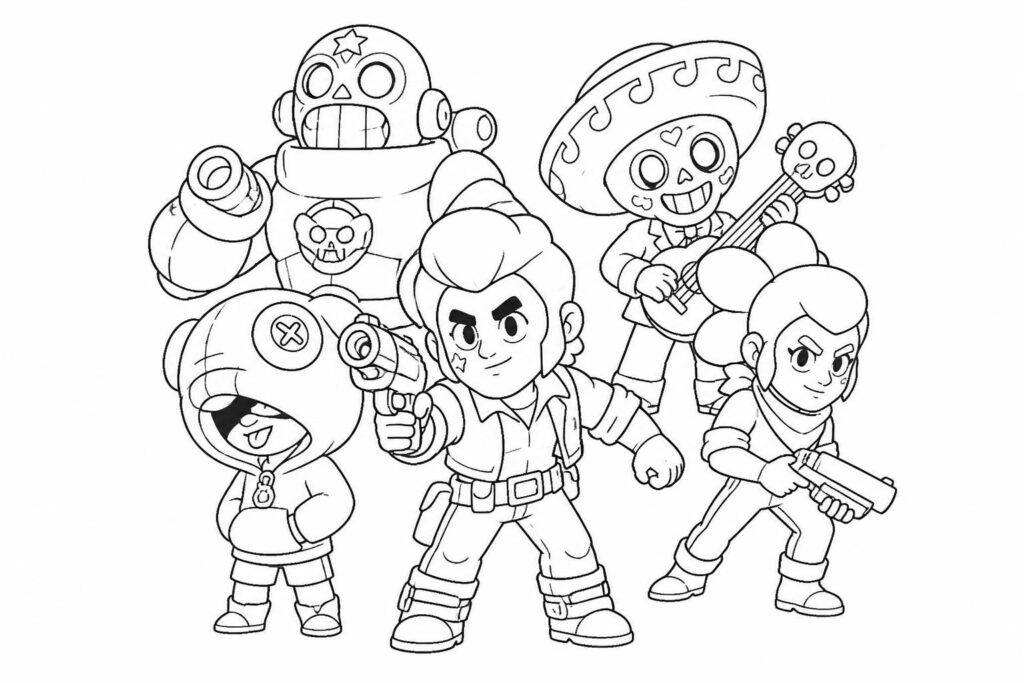 téléchargez gratuitement des coloriages brawl stars à imprimer et amusez-vous avec vos personnages favoris dans des dessins à colorier simples et ludiques.