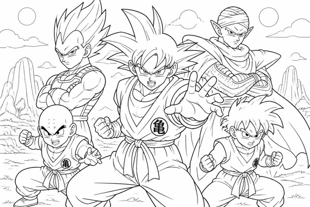 téléchargez et imprimez des coloriages dragon ball z pour petits et grands fans. amusez-vous à colorier vos héros préférés de la célèbre série animée !