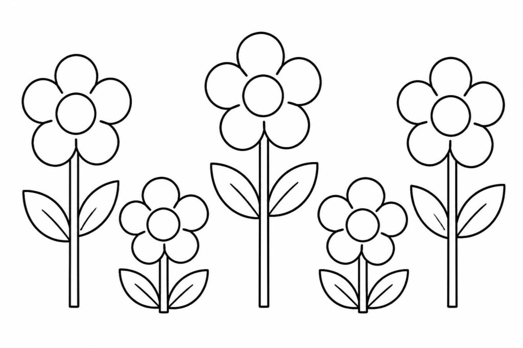 téléchargez et imprimez des coloriages de fleurs faciles, parfaits pour les enfants en maternelle. des modèles simples pour développer la créativité des tout-petits.