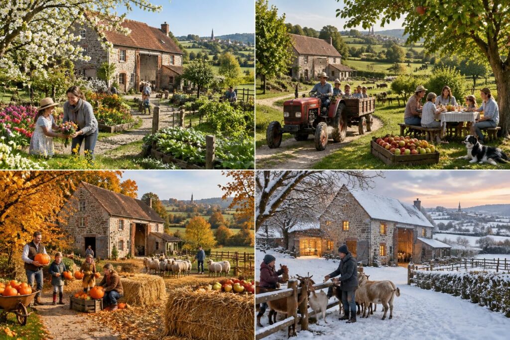 découvrez les adresses de la ferme des 4 saisons en france et en belgique, ainsi que les activités à partager en famille au fil de l’année.