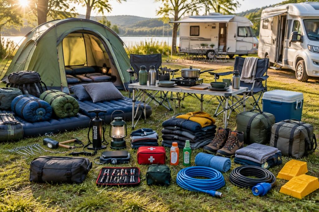 découvrez la liste complète du matériel de camping pour bien vous équiper en tente, caravane ou camping-car, et profiter pleinement de vos vacances.